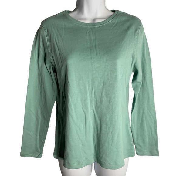 Westbound Long Sleeve Pullover T Shirt PS Seafoam Green Round Neck Stretch - Picture 1 of 4